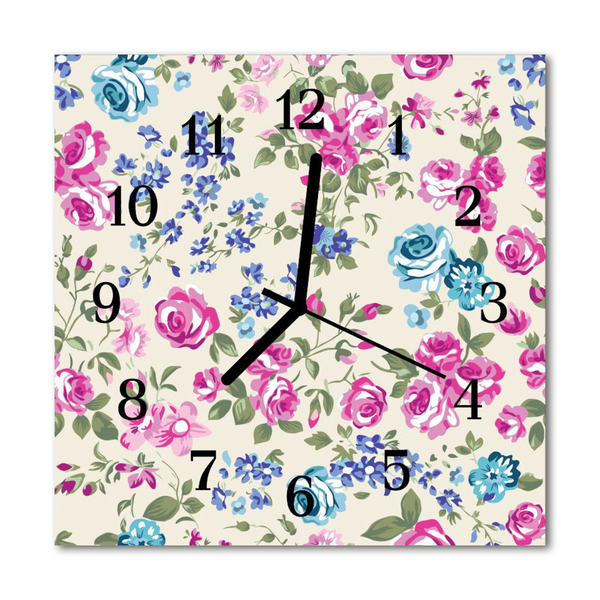 Glasuhr Küchenuhr Rosen