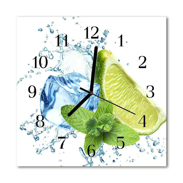 Glasuhr Küchenuhr Limette Minze