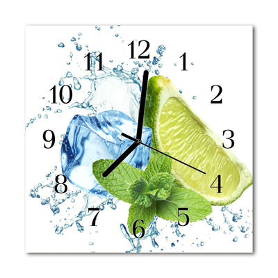 Glasuhr Küchenuhr Limette Minze