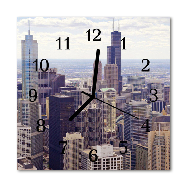Glasuhr Küchenuhr Skyline