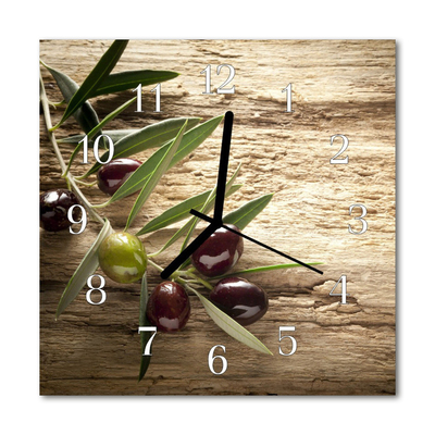 Glasuhr Küchenuhr Oliven