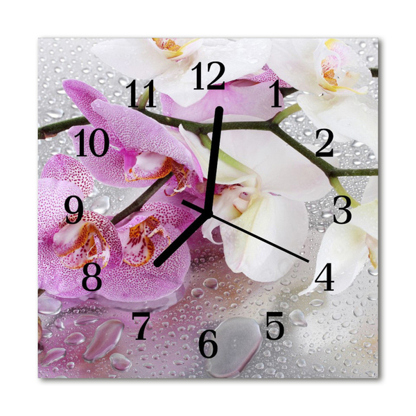 Glasuhr Küchenuhr Orchidee