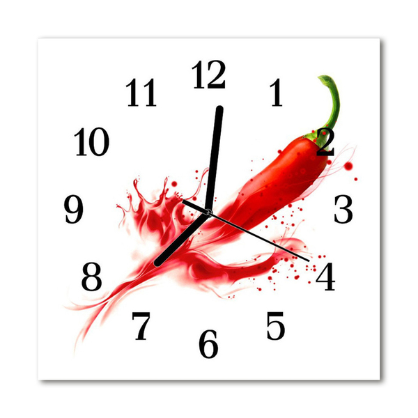 Glasuhr Küchenuhr Chilipfeffer