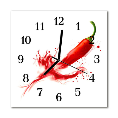 Glasuhr Küchenuhr Chilipfeffer