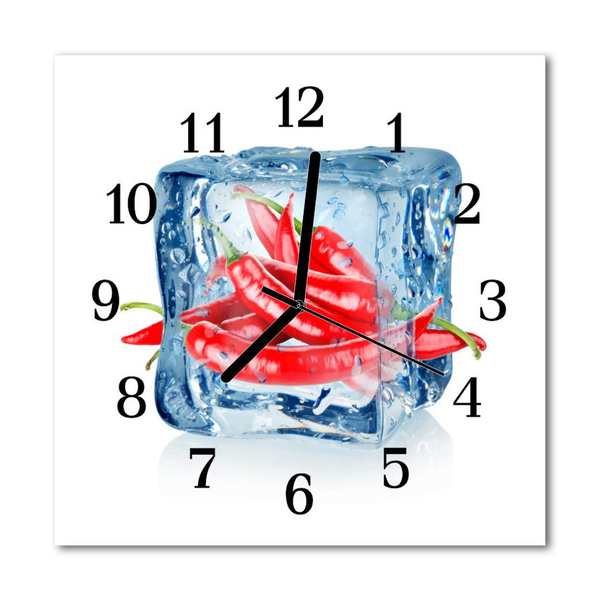 Glasuhr Küchenuhr Eis Chili