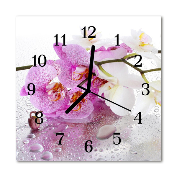 Glasuhr Küchenuhr Orchidee