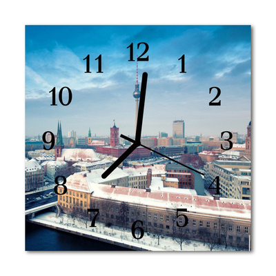 Glasuhr Küchenuhr Winter Stadt