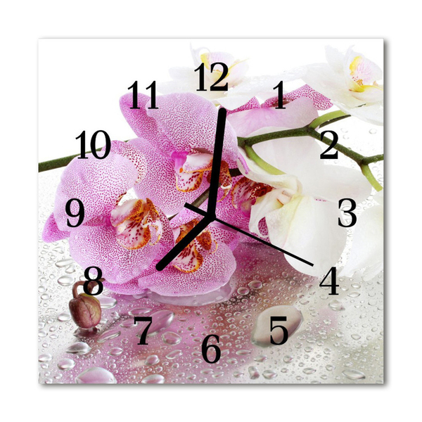 Glasuhr Küchenuhr Orchidee