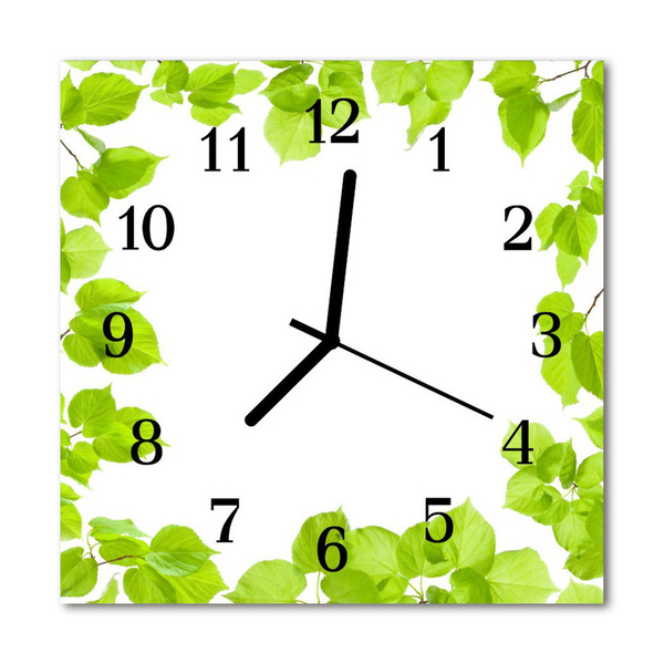 Glasuhr Küchenuhr Laub