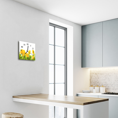 Glasuhr Küchenuhr Tulpen