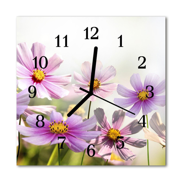 Glasuhr Küchenuhr Blumen