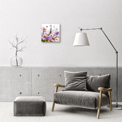Glasuhr Küchenuhr Blumen