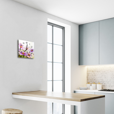 Glasuhr Küchenuhr Blumen