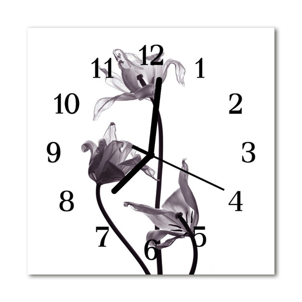 Glasuhr Küchenuhr Blumen