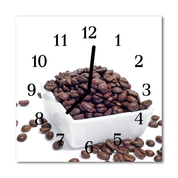 Glasuhr Küchenuhr Kaffeebohnen