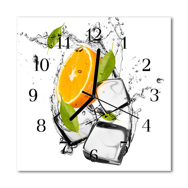 Glasuhr Küchenuhr Eis Orange