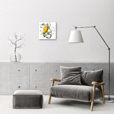 Glasuhr Küchenuhr Eis Orange