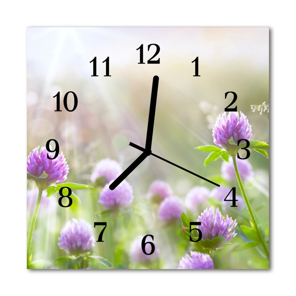 Glasuhr Wanduhr Blumen