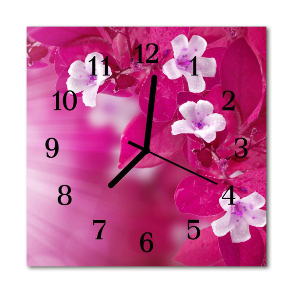 Glasuhr Wanduhr Blumen