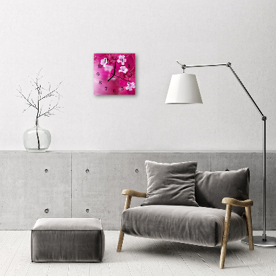 Glasuhr Wanduhr Blumen