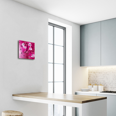 Glasuhr Wanduhr Blumen