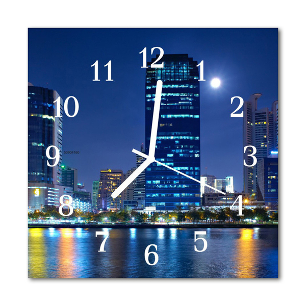 Glasuhr Wanduhr Stadt Nacht