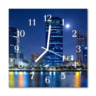 Glasuhr Wanduhr Stadt Nacht