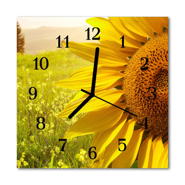 Glasuhr Wanduhr Sonnenblume