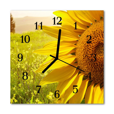 Glasuhr Wanduhr Sonnenblume