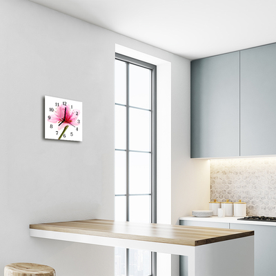 Glasuhr Wanduhr Blume