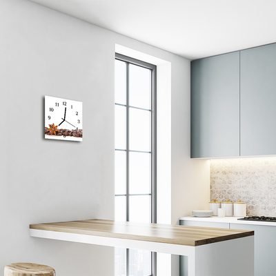 Glasuhr Wanduhr Kaffeebohnen