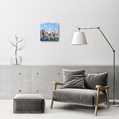 Glasuhr Wanduhr Skyline