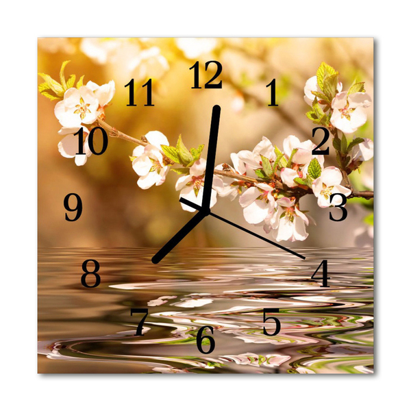 Glasuhr Wanduhr Blumen