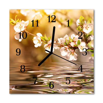 Glasuhr Wanduhr Blumen