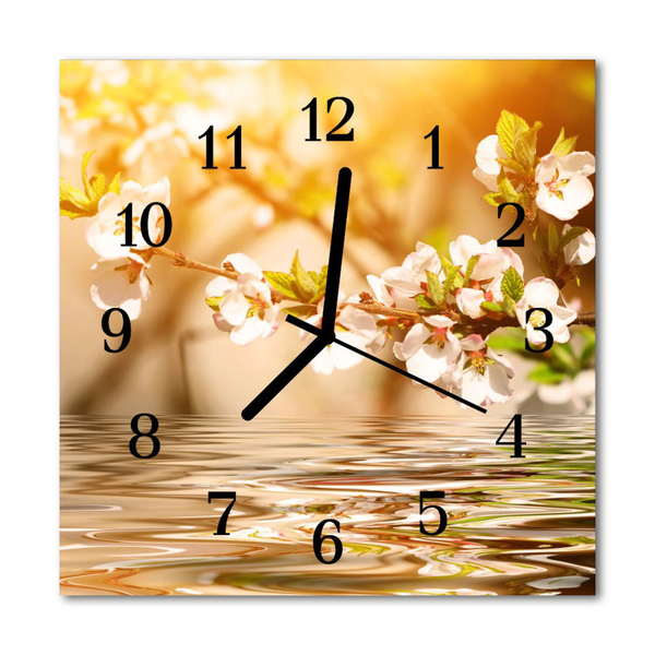 Glasuhr Wanduhr Blumen