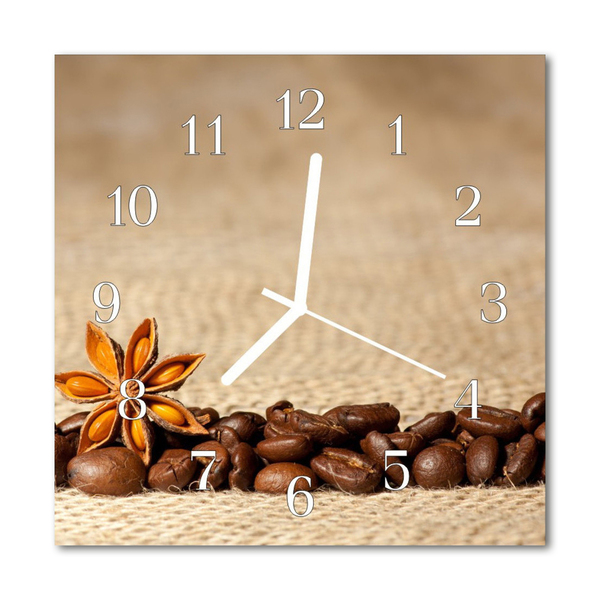 Glasuhr Wanduhr Kaffeebohnen