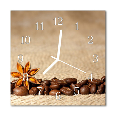 Glasuhr Wanduhr Kaffeebohnen