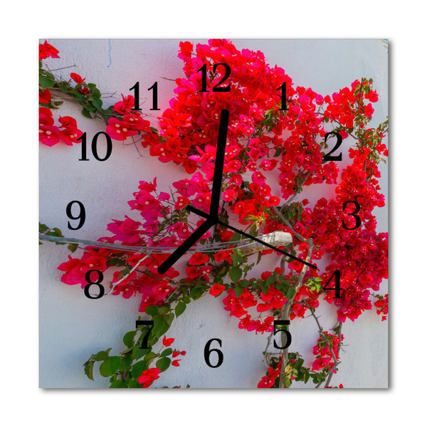 Glasuhr Wanduhr Blumen