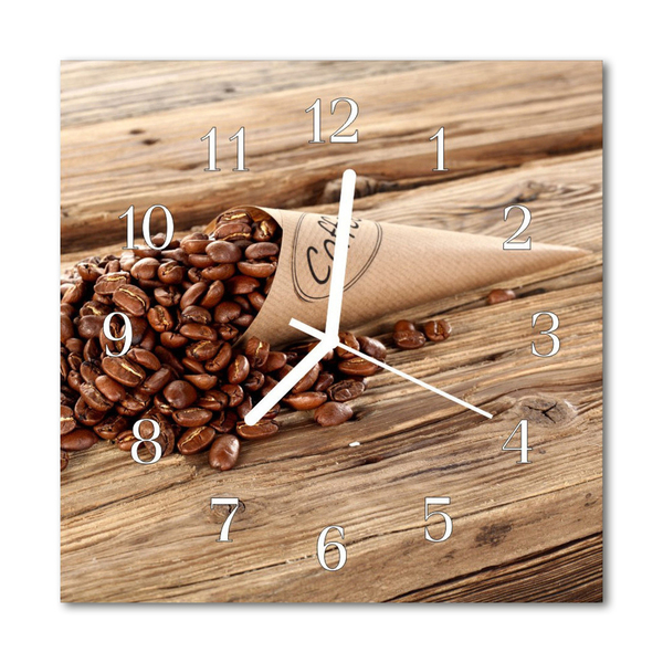 Glasuhr Wanduhr Kaffeebohnen