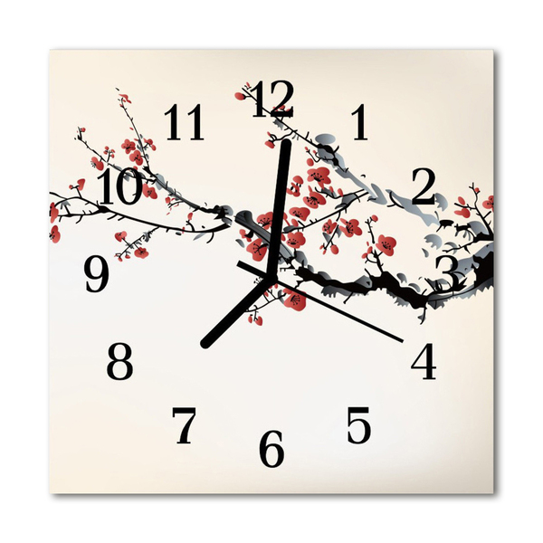 Glasuhr Wanduhr Blumen