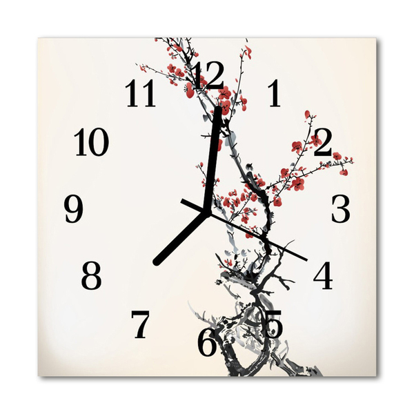Glasuhr Wanduhr Blumen