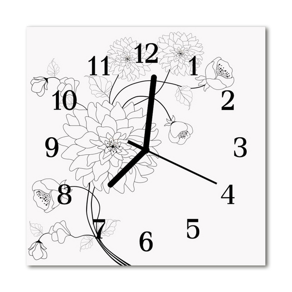 Glasuhr Wanduhr Blumen