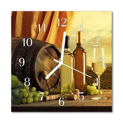 Glasuhr Wanduhr Wein Fass