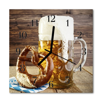 Glasuhr Wanduhr Bier Brezel