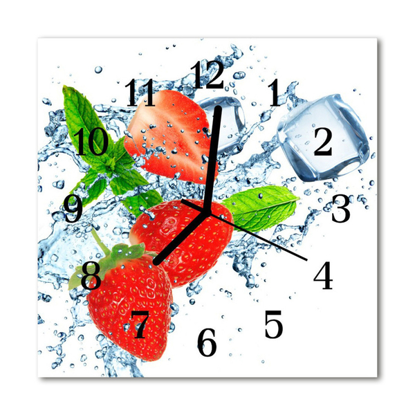 Glasuhr Wanduhr Erdbeeren