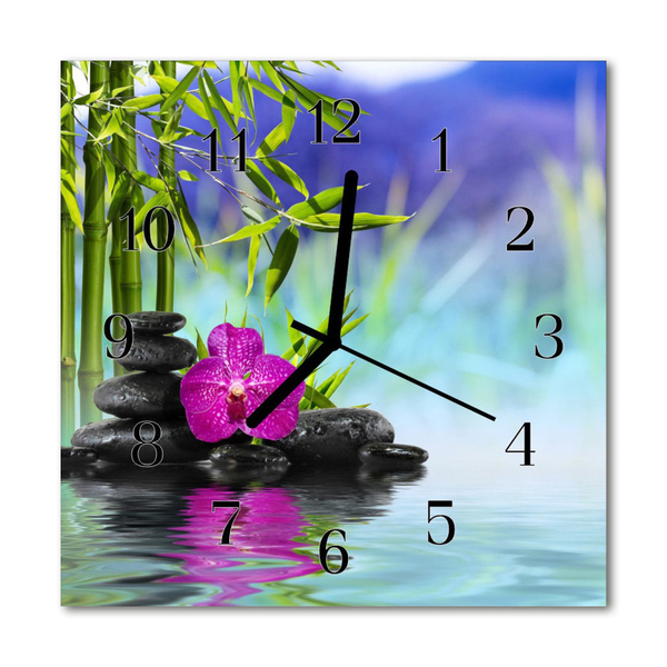 Glasuhr Wanduhr Orchidee Spa