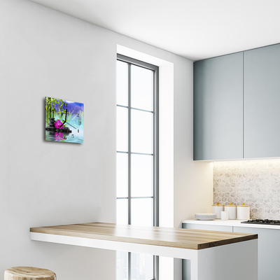 Glasuhr Wanduhr Orchidee Spa