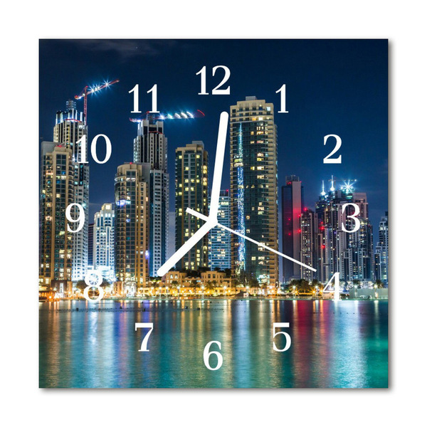 Glasuhr Wanduhr Stadt Nacht