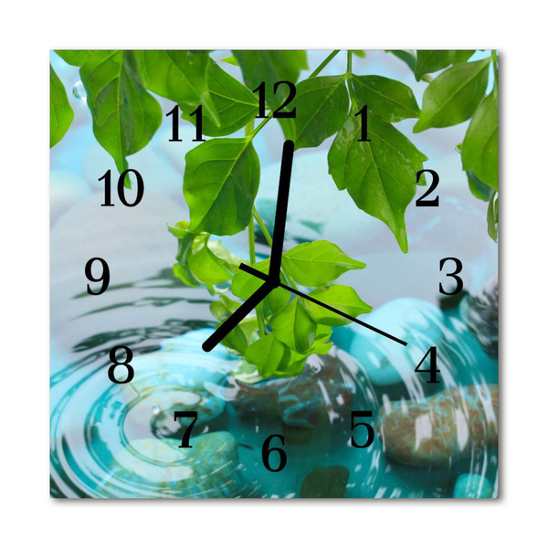 Glasuhr Wanduhr Laub