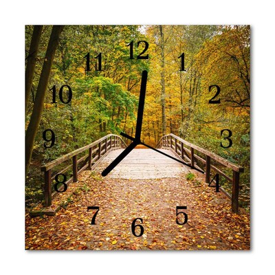 Glasuhr Wanduhr Brücke Wald